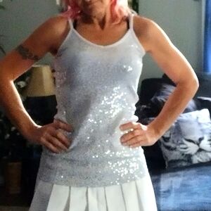 White sequined top